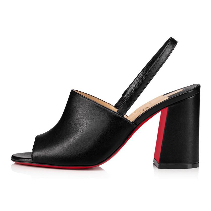Women's Christian Louboutin Pigasling 85mm Leather Sandals - Black [8236-409]